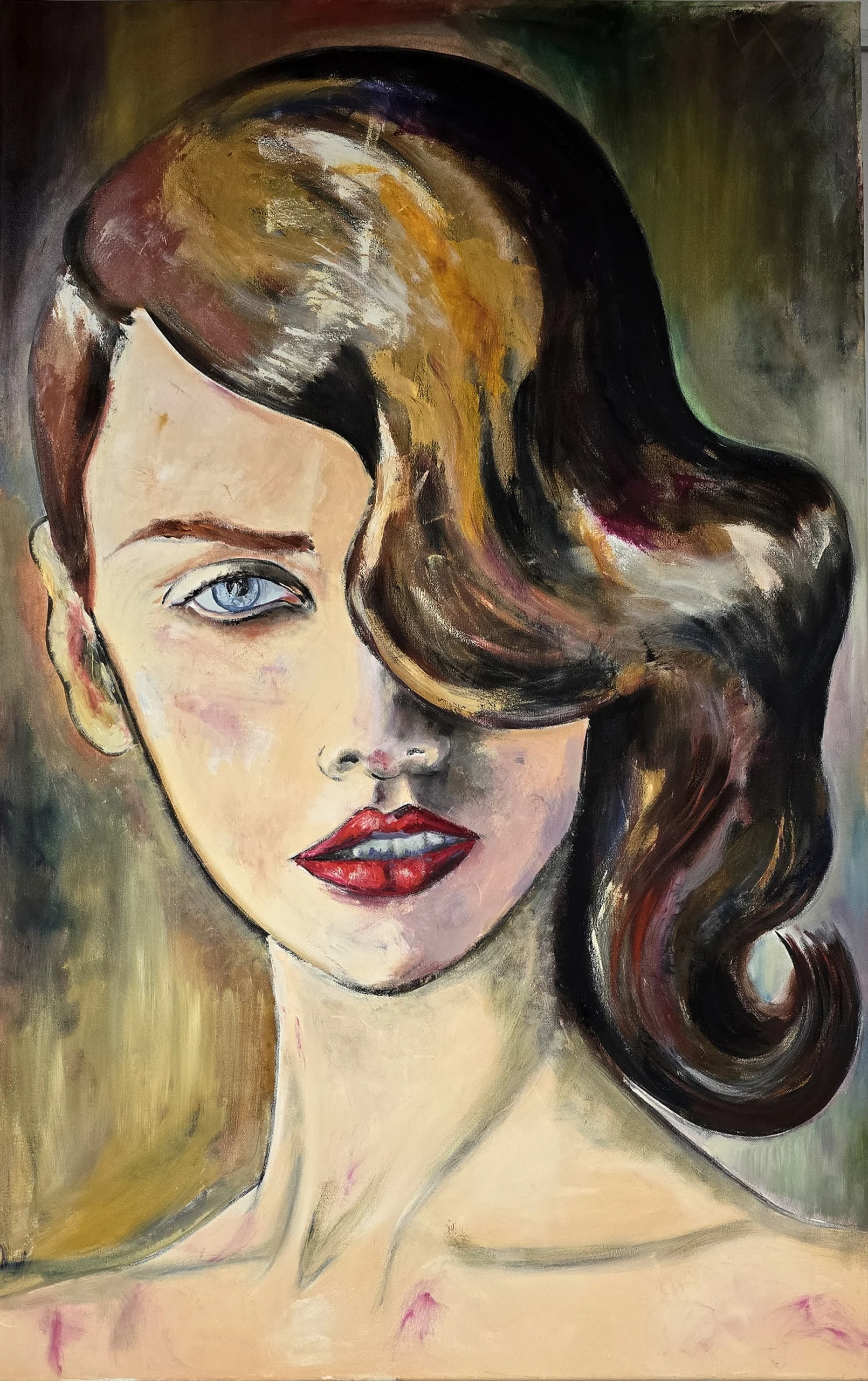 Mujer de mirada azul-cuadro