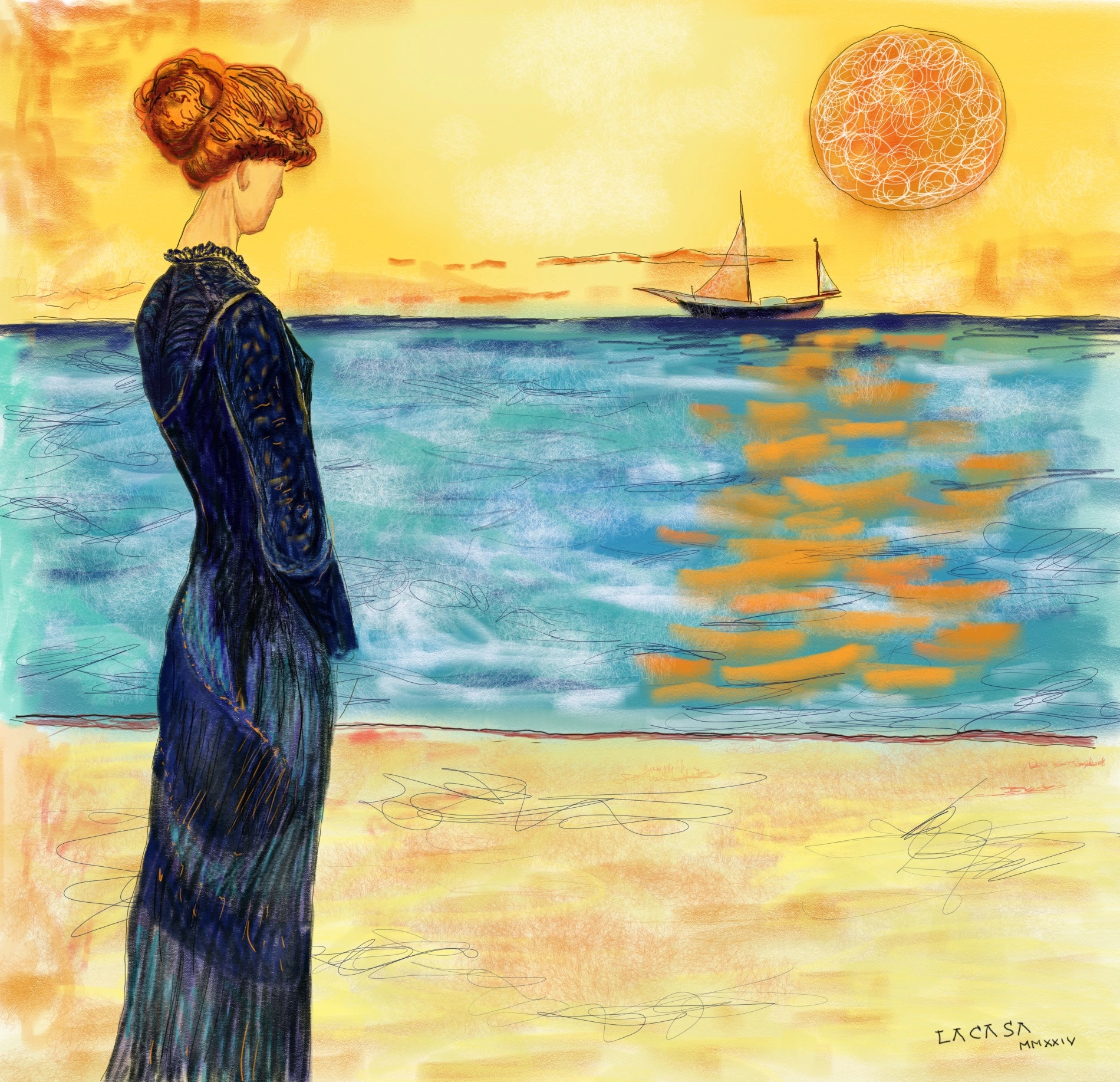 atardecer en la playa_cuadro